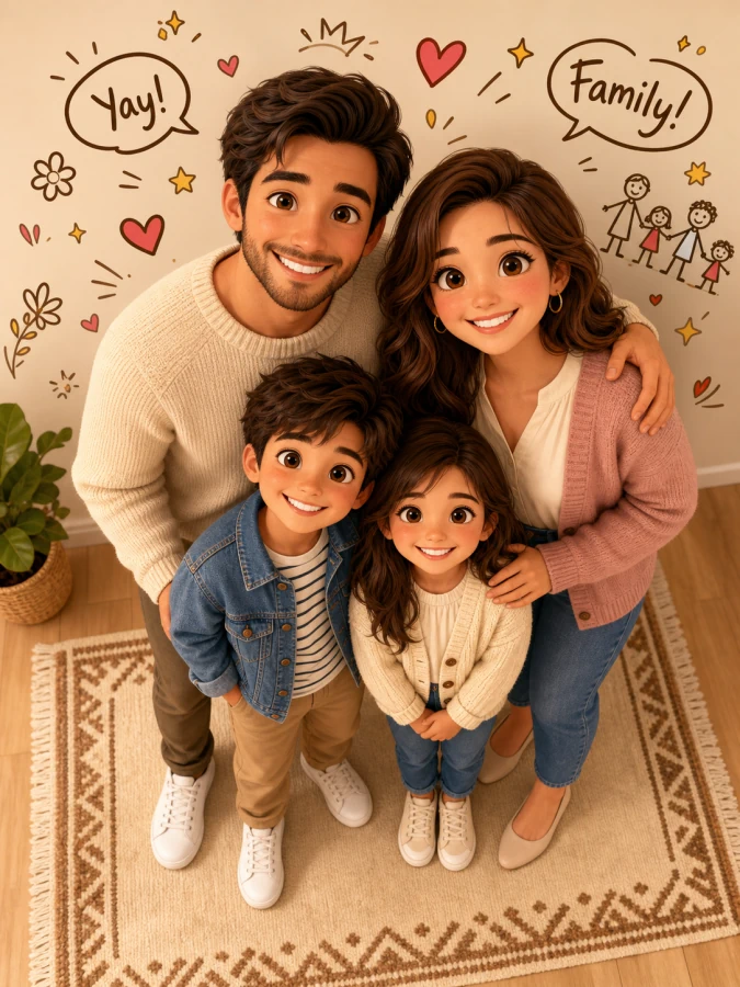 Animated doodle family prompt example