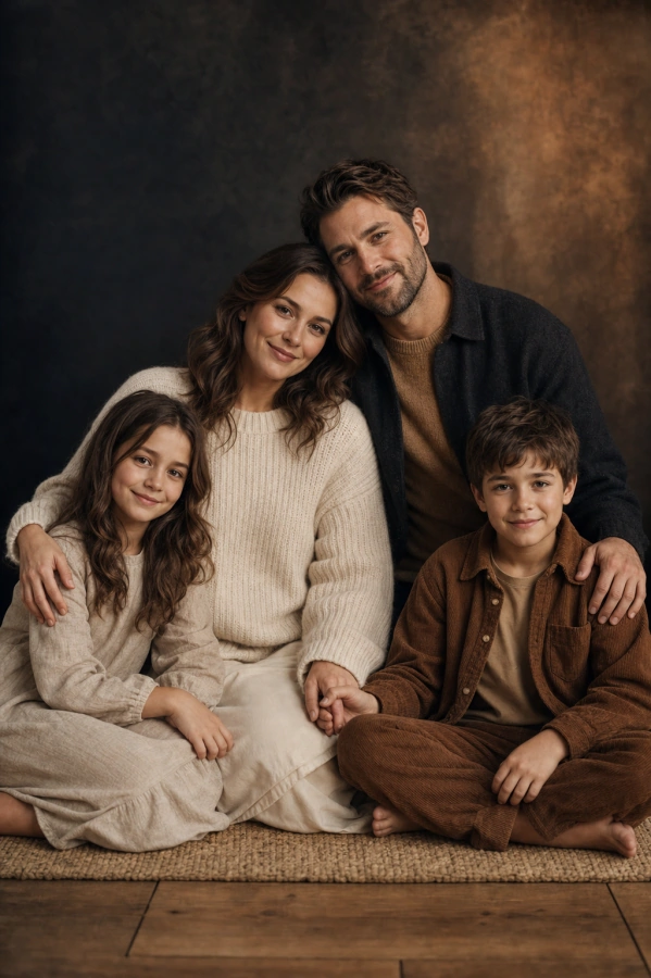 Fine-art earth tone family prompt example