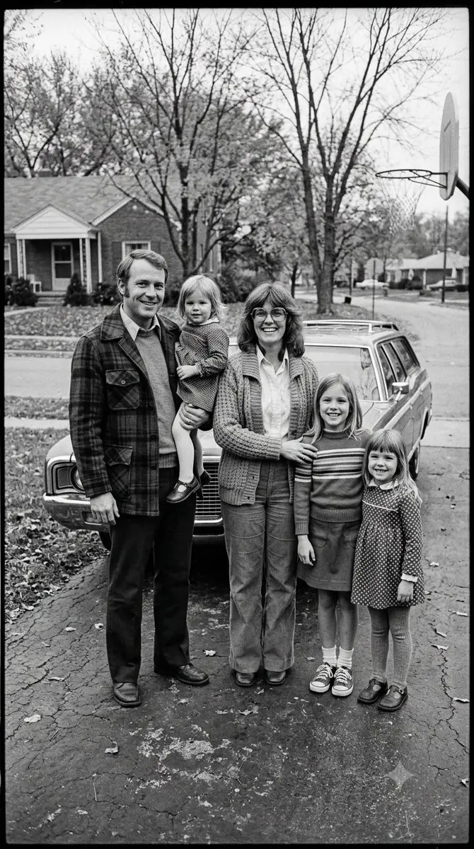 A black-and-white family memory: original photo before restoration