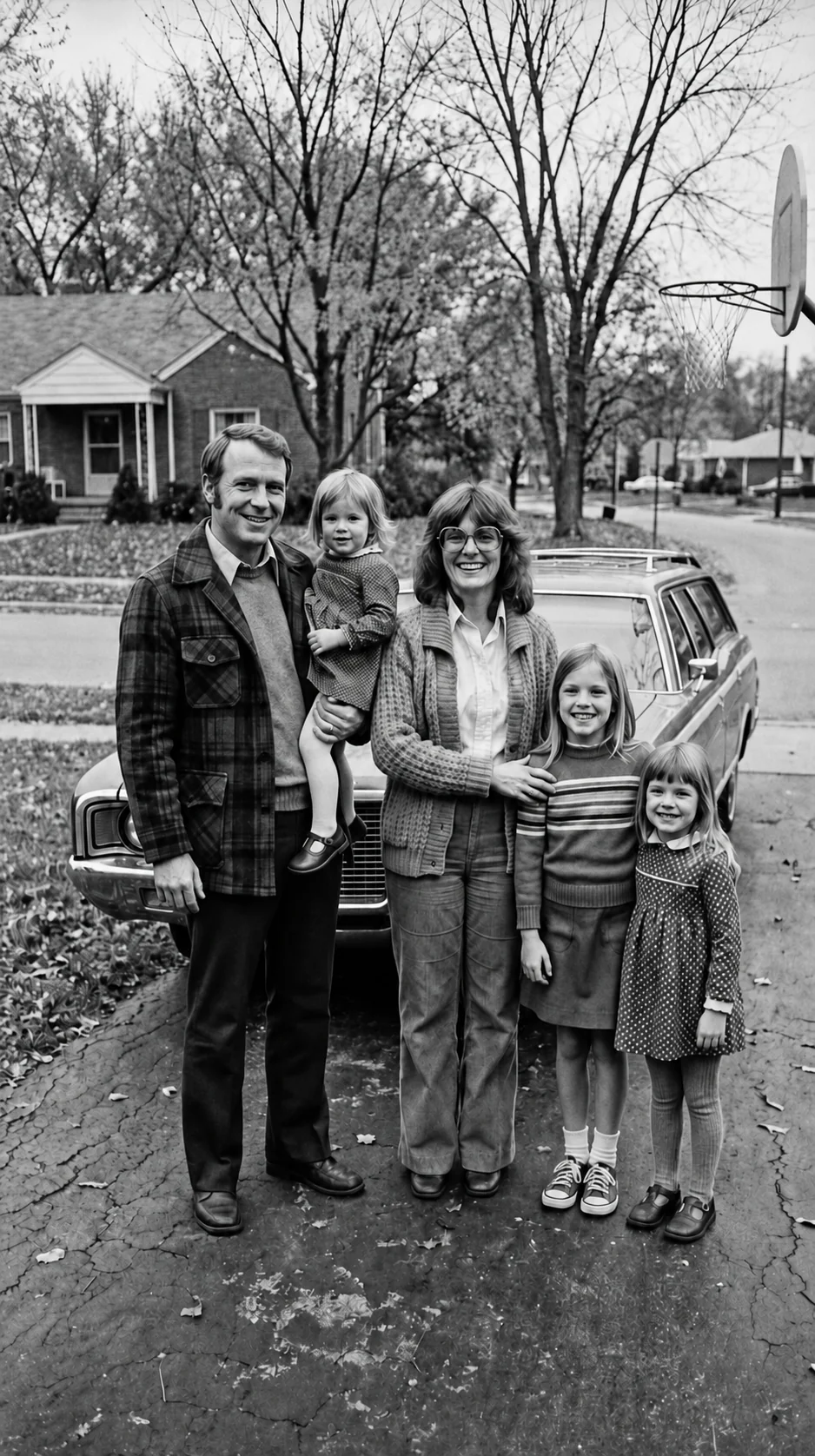 A black-and-white family memory: AI-restored photo