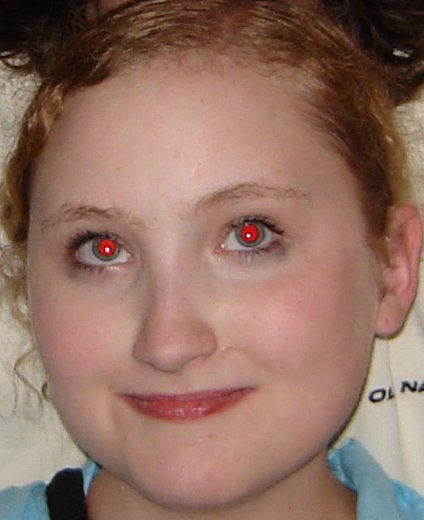 Original photo with red reflections in both pupils